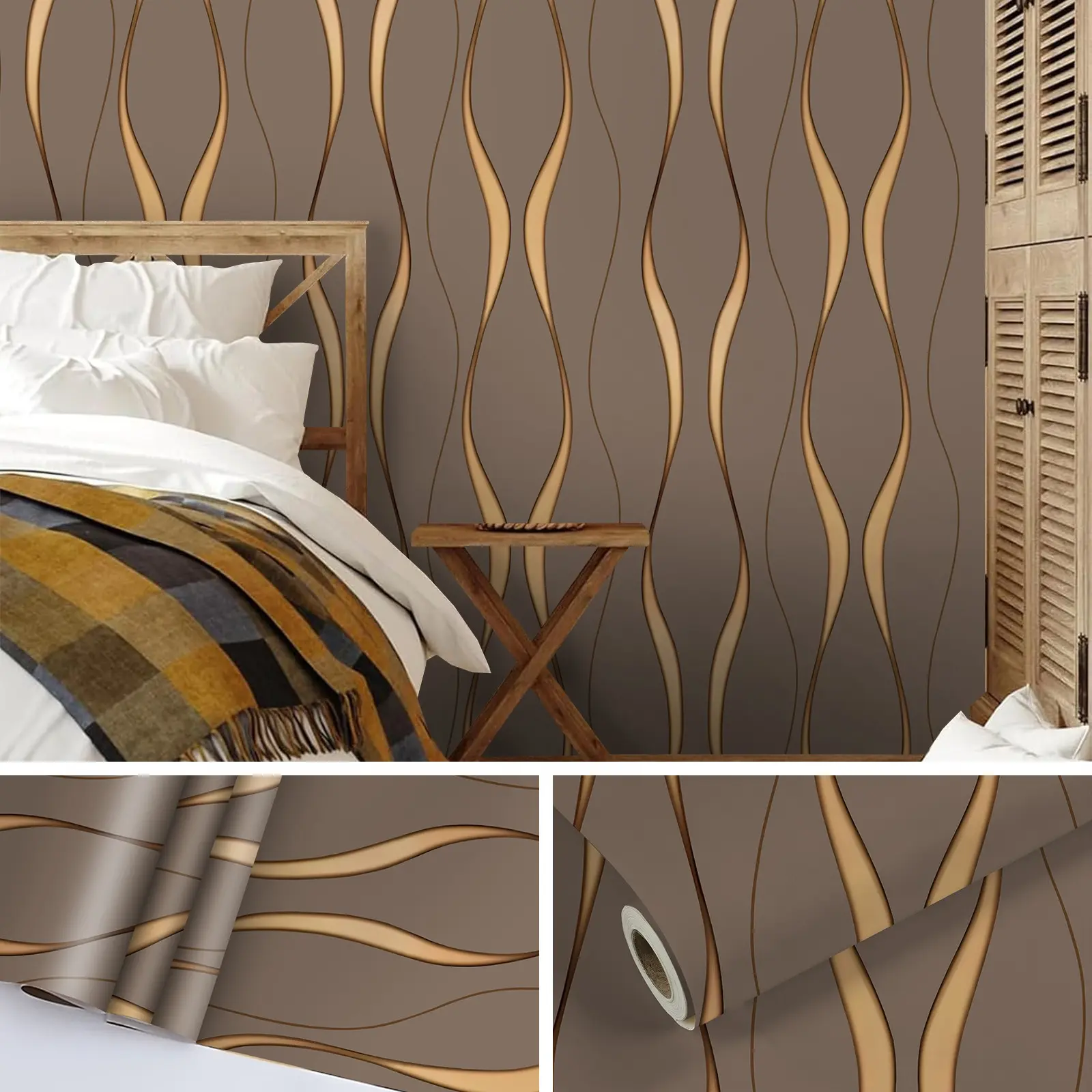 Modern 3D Water Ripple Peel-Off Self-Adhesive Wallpaper, Easy to Remove Vinyl Material, Ideal for Living Room, Bedroom, TV Wall, Home Renovation, Peel and stick wallpaper designs