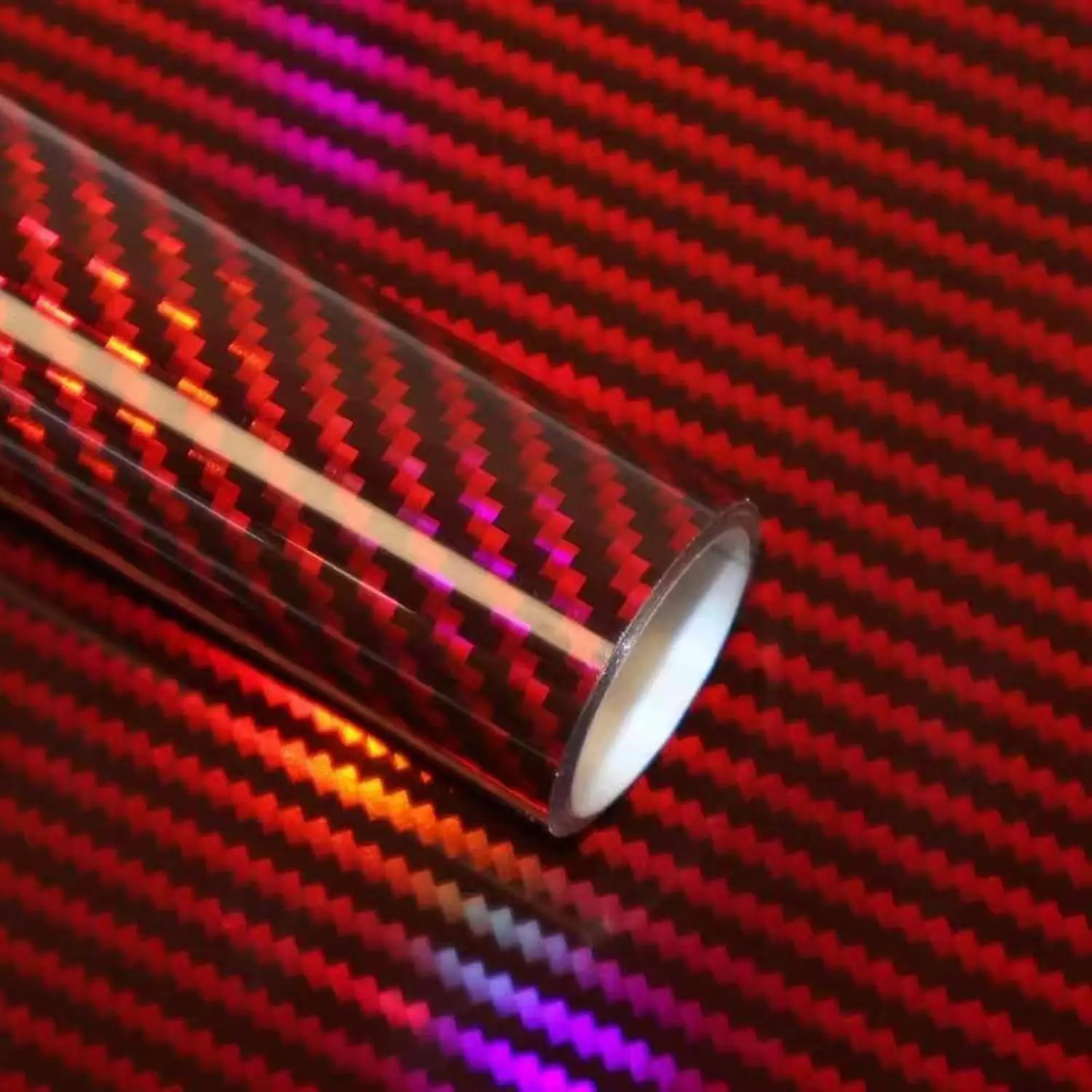 red Carbon Fiber Vinyl wrap, High Gloss Automotive Packaging Vinyl with air Release Function,Self Adhesive  Interior Exterior Stretchable Decal Sticker Film Sheet