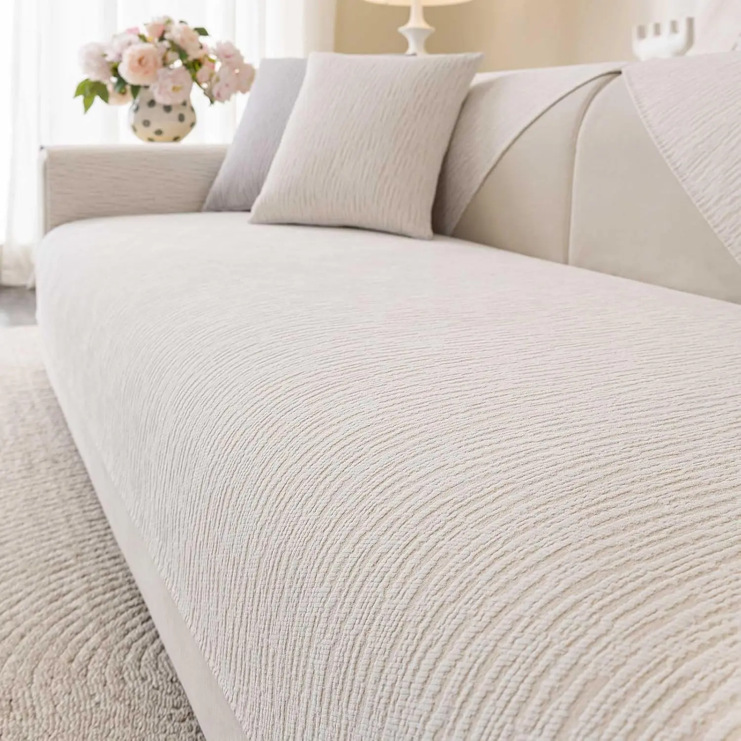 Soft Waterproof Cover Washable, Non Slip Sectional Sofa Covers for 3 Cushion Couch Sofa L Sharped Sofa Slipcover for Pets, Furniture Protector (1 PCS 36"x70" White)