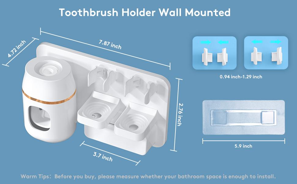 Toothpaste Dispenser Wall Mounted, Automatic Toothpaste Dispenser for Kids, Toothbrush Dispenser for Bathroom with 4 Toothbrush Slots