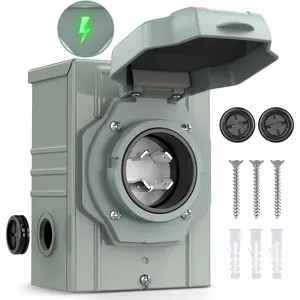 Nilight 30 AMP Generator Power Inlet Box 125/250V NEMA L14-30P Receptacle Boxes LED Indicator Pre-drilled ETL Listed Enclosed Lockable Waterproof Outlet for RV Camper Outdoor Use