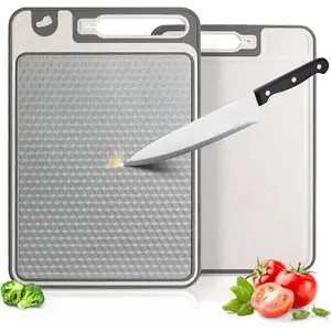 Stainless Steel Cutting Board, 14"x10" Cutting Boards for Kitchen, Dishwasher Safe, Scratch-Resistant with Juice Groove, Separate Sides for Meat and Vegetables ((Diamond Texture)
