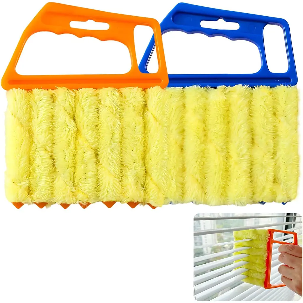 2pcs Duster Set Window Blind Cleaner Duster Tool,2026 New Cleaning Tools,7 Fingers Washable Microfiber Dusters for Cleaning,Crevice Cleaning Brush, Duster for Venetian Blinds & Air Conditioner Vents