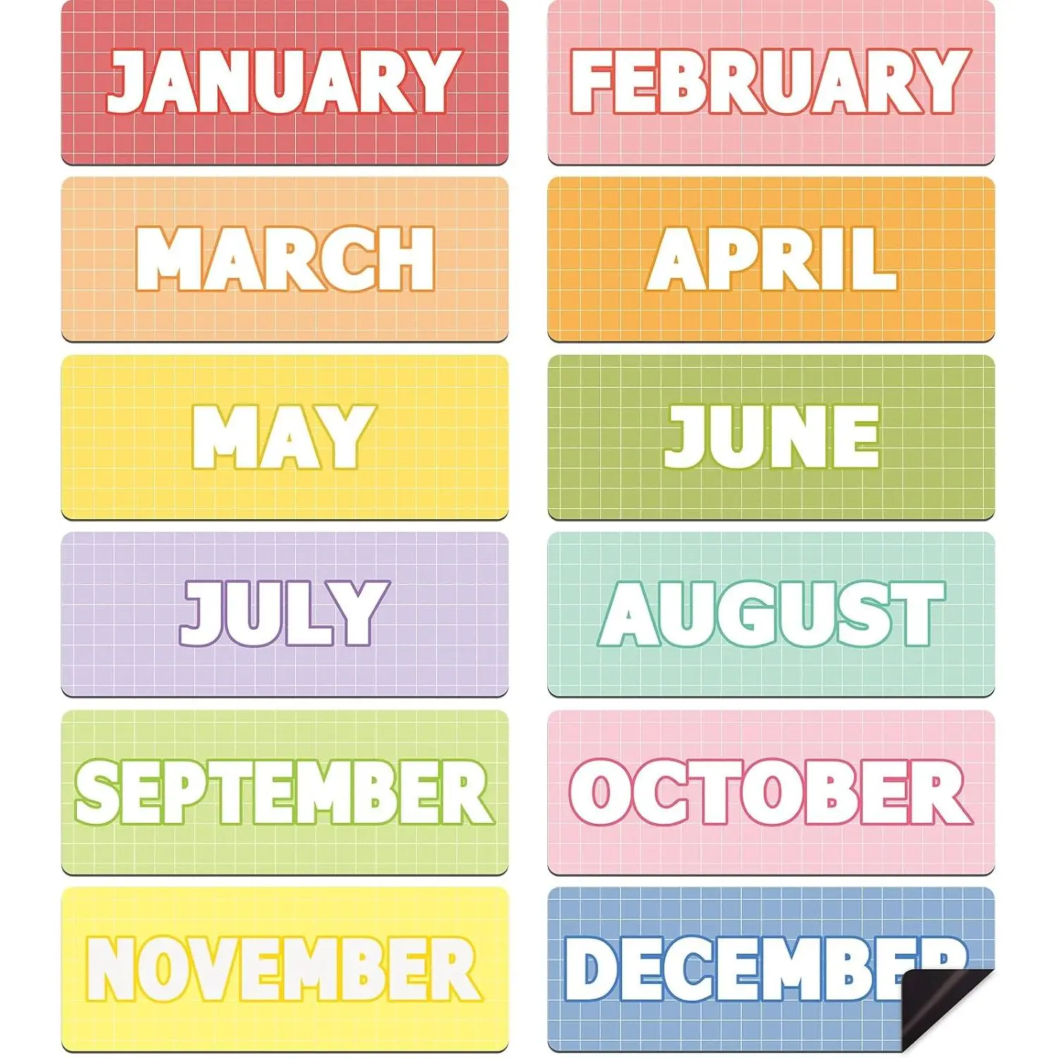 Months of The Year  for Whiteboard | Month  for Classroom Calendar, Monthly Headers for Bulletin Board,  to School, 12 count, Pastel