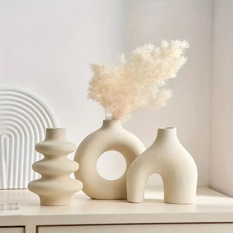 Ceramic Vase, 3 Counts/set Boho Style Irregular Shaped Vase, Modern Flower Arrangement Vase, Decorative Flower Vase, Home Decor Supplies for Living Room Bedroom Dining Room