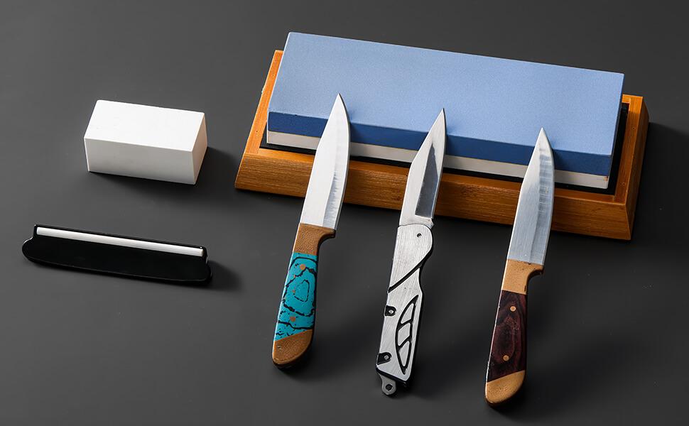 Knife Sharpening Stone–Whetstone 1000/6000 Grit, Whetstone Knife Sharpener with NonSlip Base, Best Wet Stone Sharpening Kit, Angle Guide