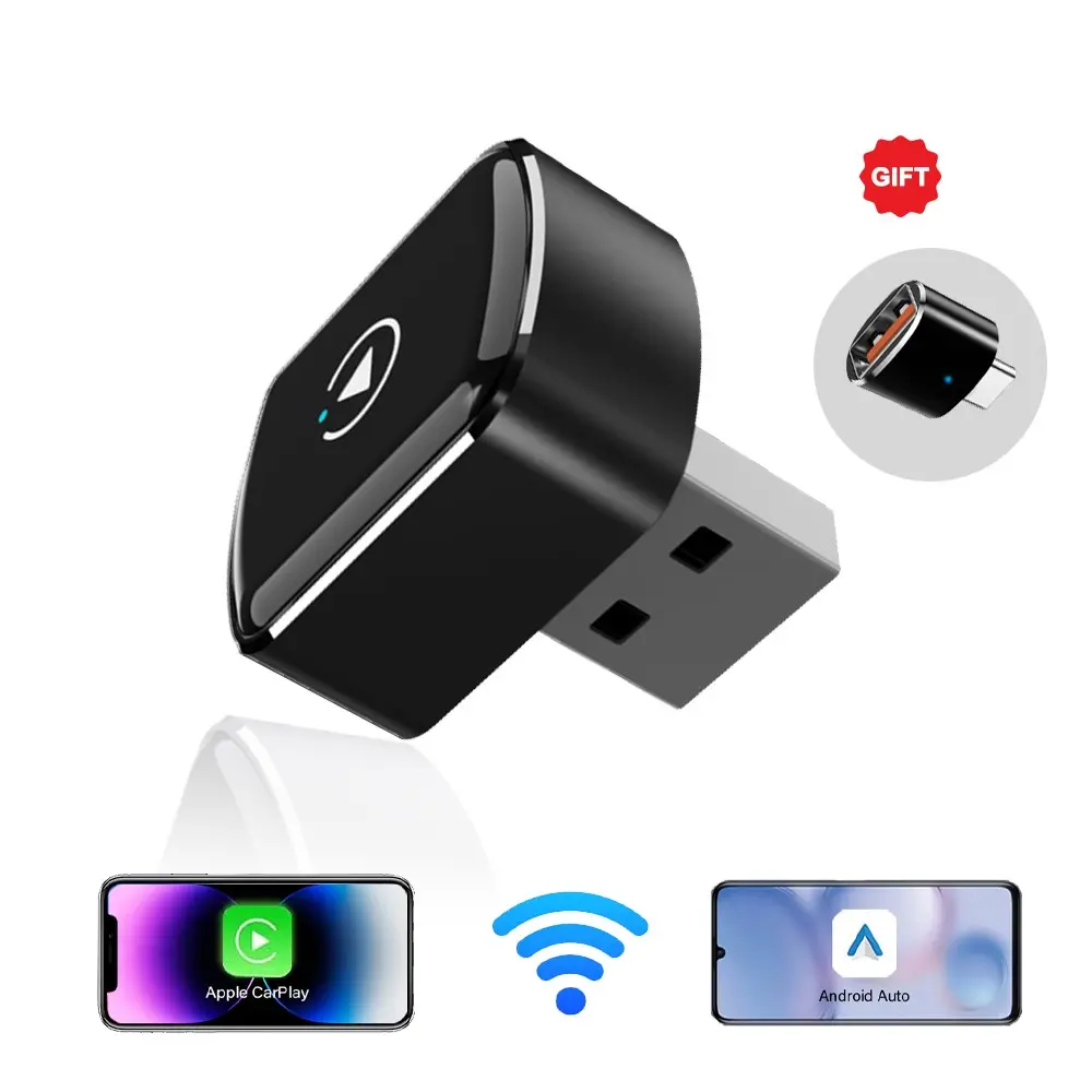 Mini Wireless Carplay Android Auto Adapter, Bt5.4 Dual Band WiFi, Wired to Wireless Converter, USB Plug-And-Play, Car Audio Box