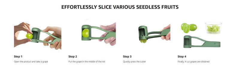 Safe Toddler Grape Cutter for Ages 1-3, Stainless Steel Fruit Slicer for Grapes, Cherry Tomatoes & Blueberries, Lightweight Baby Food Prep Tool for Salads & Snacks