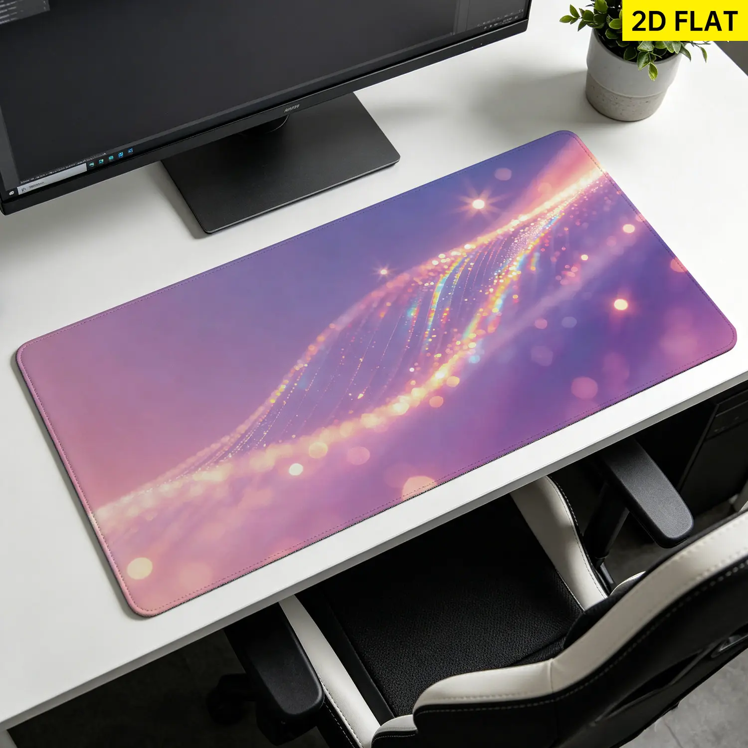 Extra Large abstract glowing golden wavy particles Mouse Pad,Non Slip Rubber Pad,Desktop Decoration Drotection Pad,Washable,Lock Edge Multi Size,Premium Multipurpose Mousepad For Home,Office,Gift for Family and Friends