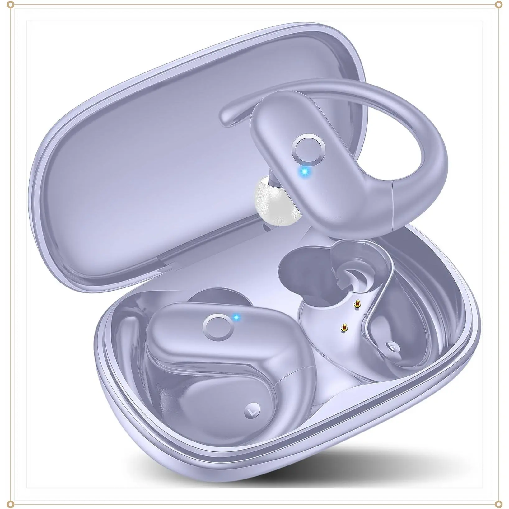Wireless Earbuds Bluetooth 5.4 Sports Earphones with Earhooks, 60Hrs Playback, Comfort Fit for Running, Workout, Meeting - PurpleGift