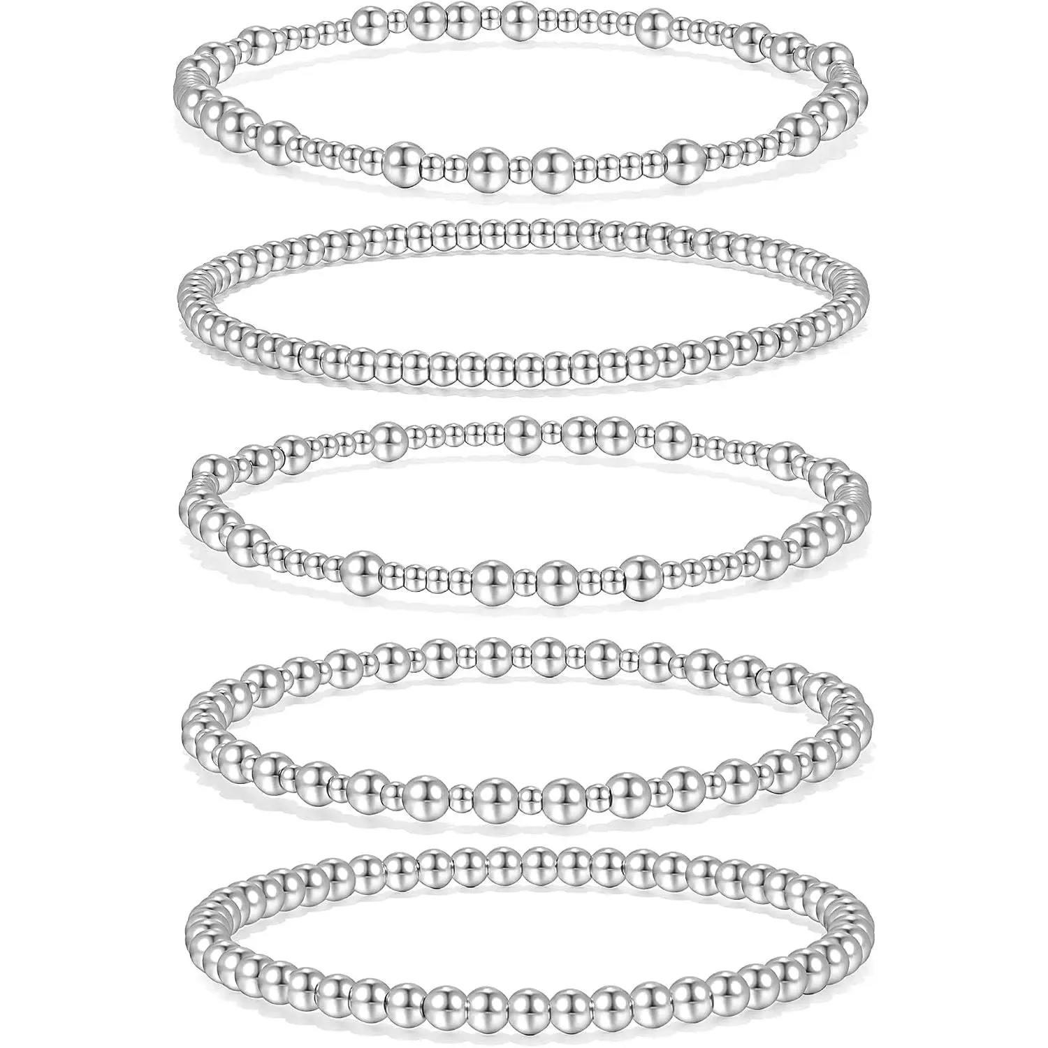 Beaded Bracelets for Women no tarnish  plated Stackable Bead Ball Bracelet Stretchable Elastic  Trendy