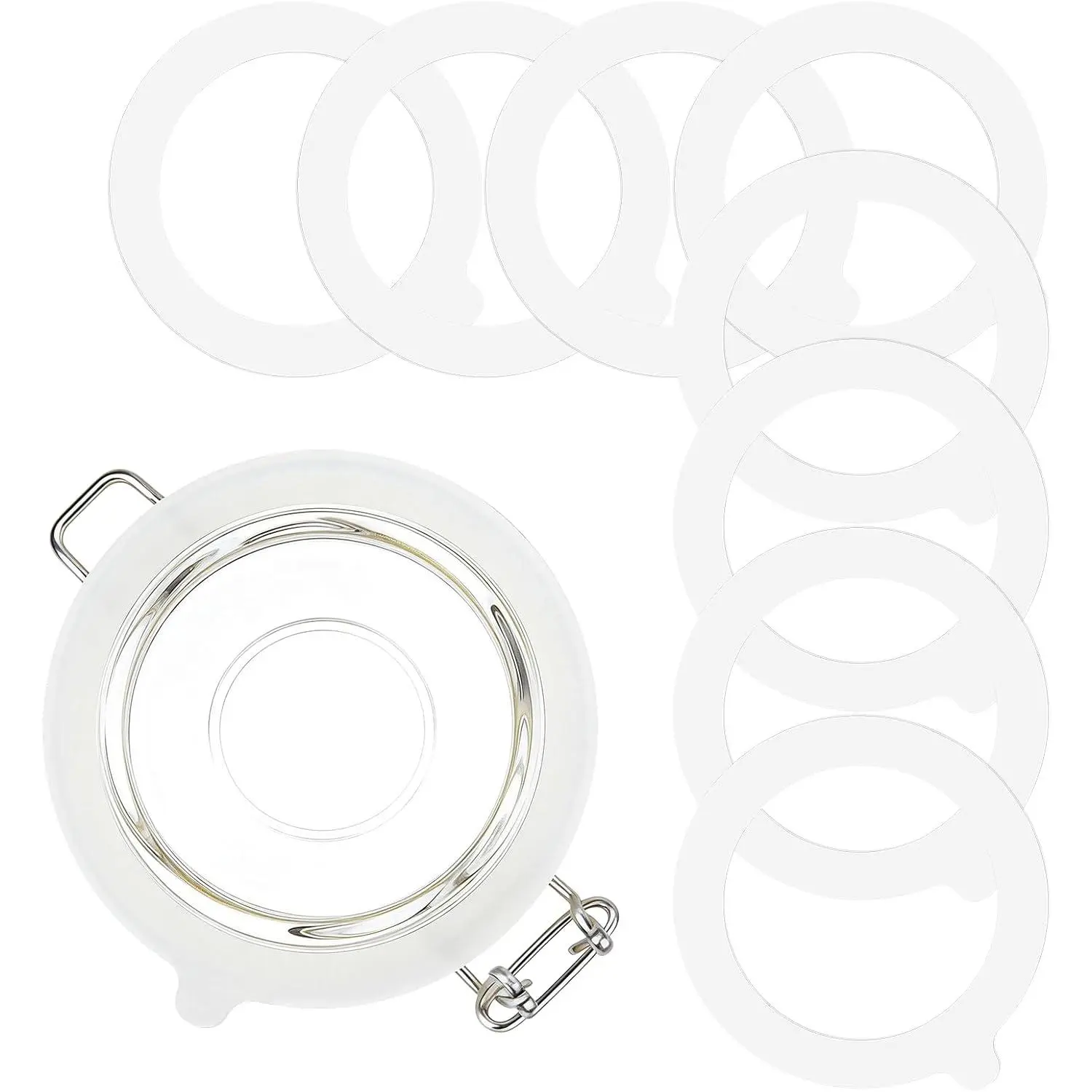 8 count Rubber Seals for Glass Jars, Airtight   Gasket,-Grade  Gaskets (3.75" Diameter,Fits Mason Jars),Leakproof,Airtight Rings for  Storage,Canning(White)