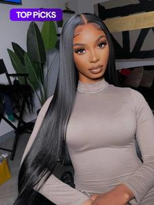 40 inch long hair straight pre cut wigs for women, bling hair wigs, gorgeous fluffy natural looking wigs without bangs, synthetic lace front wigs for party, daily use, mother's day gifts, hairstyle gift set for mothers, pre plucked wig