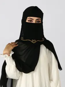 Summer Muslim Hijab, Breathable Lightweight Hijab, Heart Embroidery, UV Protection, Comfortable and Versatile