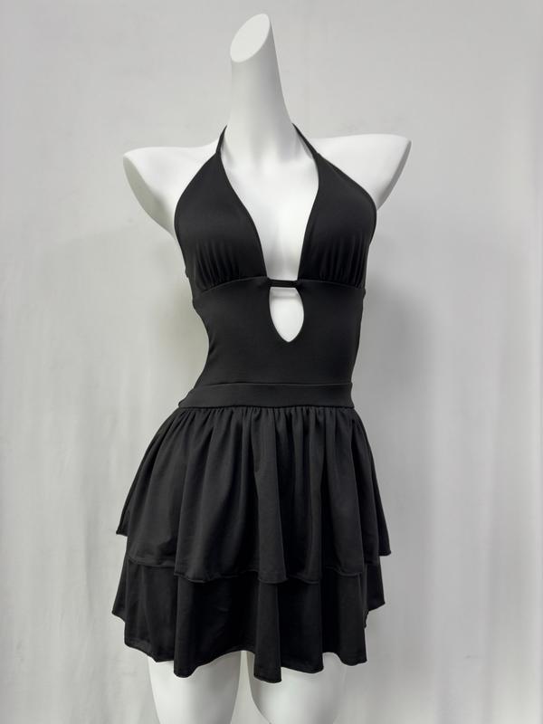 Sexy Backless Party Dress, Slim-Fitting Y2K Style, Women's Cross-Border Fashion, High-Waisted Belted Design, Perfect for Parties