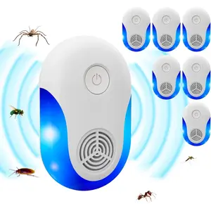 Upgraded Ultrasonic Repellent Indoor 6 Packs, Mouse Traps Insert Plug in, Insect, Roach, Rodent, Bugs, Ant, Mosquito, Mice, Spider Electronic Plug in Pest Control for House, Warehouse, Office (6)