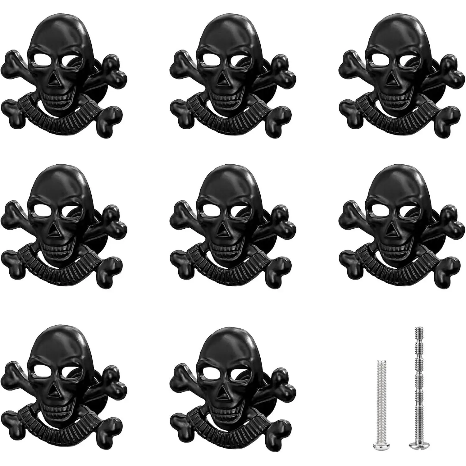 8 count Skull Skeleton Cabinets Knobs, Gothic Drawer Knobs Cool Skull Bookcases Dresser Pulls  Cabinet Pulls  for Kitchen Cupboard Bathroom Wardrobe Hardware Furniture (Black)