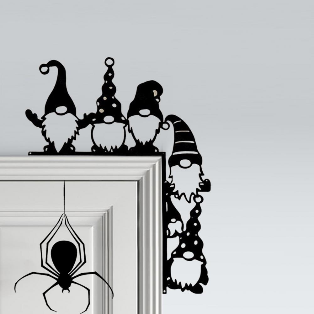 Halloween Door Corner Sign Metal Witch Cat Bat Ghost Spider Web Door Topper Sign Home Door Window Frame Decoration