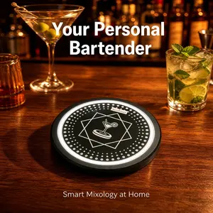 Smart Coaster 2.0 (Black)  Portable Cocktail Maker, App-controlled Home Bartender Device with over 1000  recipes for cocktails and mocktails