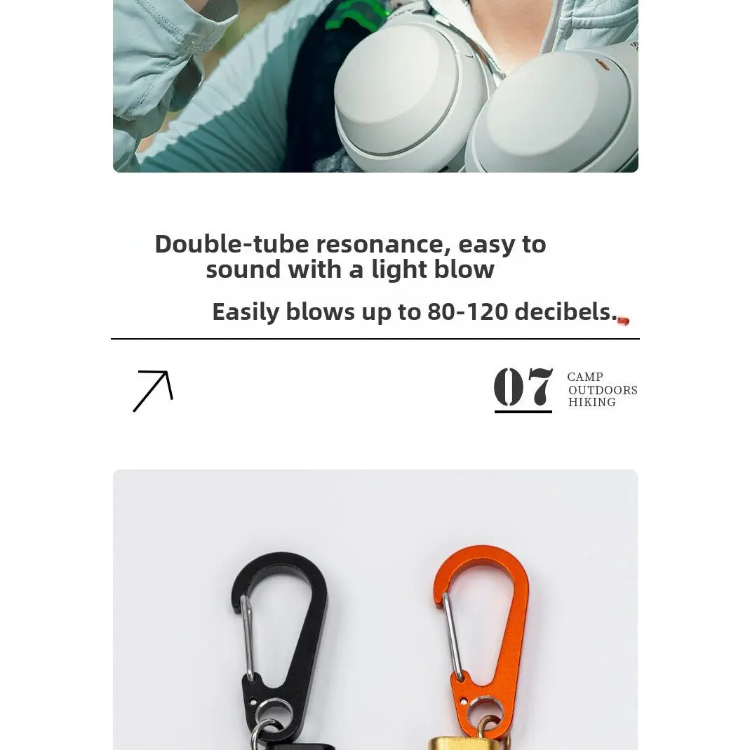 Outdoor emergency equipment Survival whistle with lanyard Large decibel metal whistle Aluminum alloy portable children's life whistle