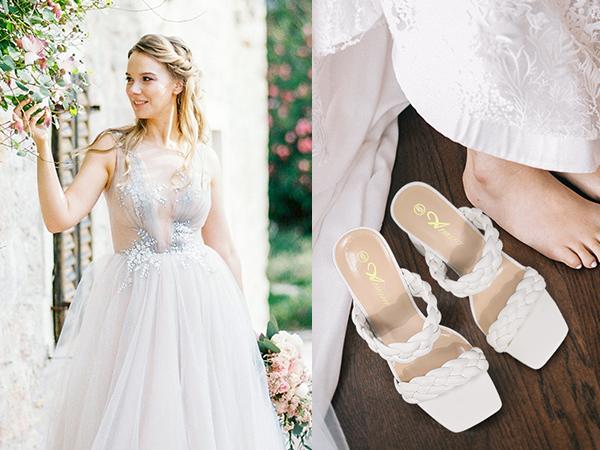 Women's Braided Heeled Sandals Summer Square Open Toe Chunky Block Heels