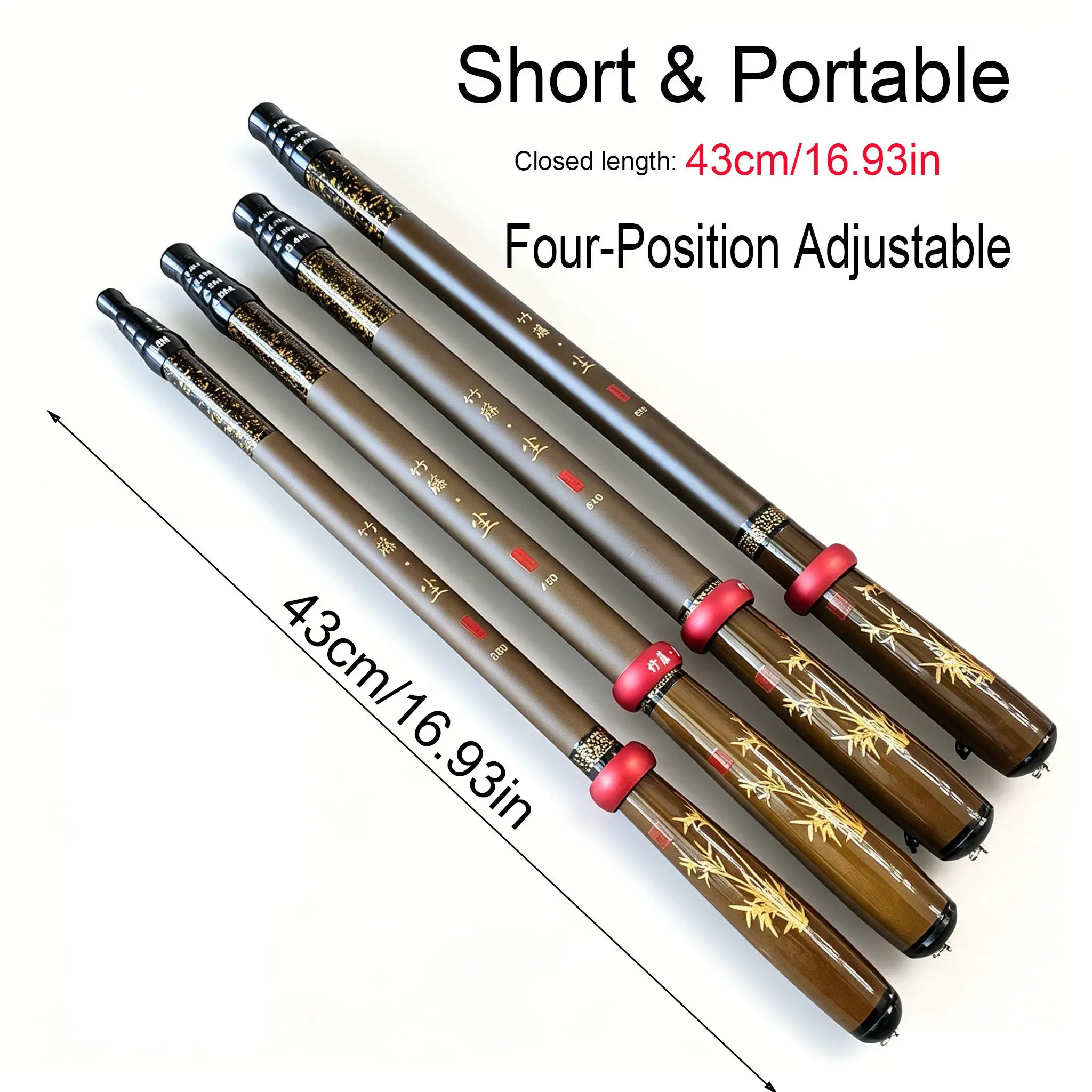 Multi-Use Fishing Rods 3.6m 4.5m 5.4m 6.3m, Carbon Fiber Handheld Rod, Portable Stream Rod, Lightweight Mini Rod, 19 Sections, 43cm Short Section