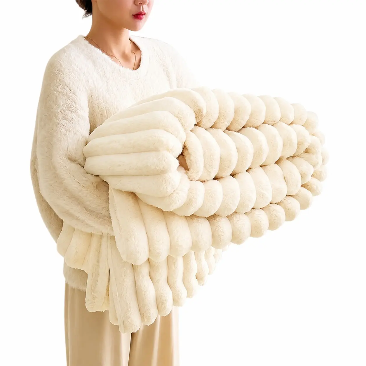 Soft Skin-Friendly Blanket for All Seasons, Thick Warm Coral Fleece Throw, Gentle Comfort No Shedding, Home Bedroom Living Room Office Cover, Cozy Fleece Blanket