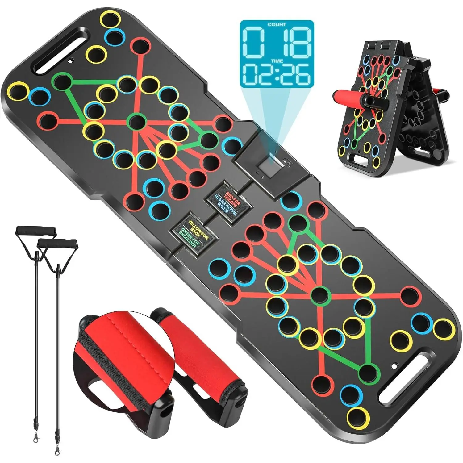 Push Up Board with  Count, Multi-Function 60 in 1 Push Up Bar | Foldable & Portable Push up Handles for Floor, Professional Strength  Equipment For Men & Women at  Gym