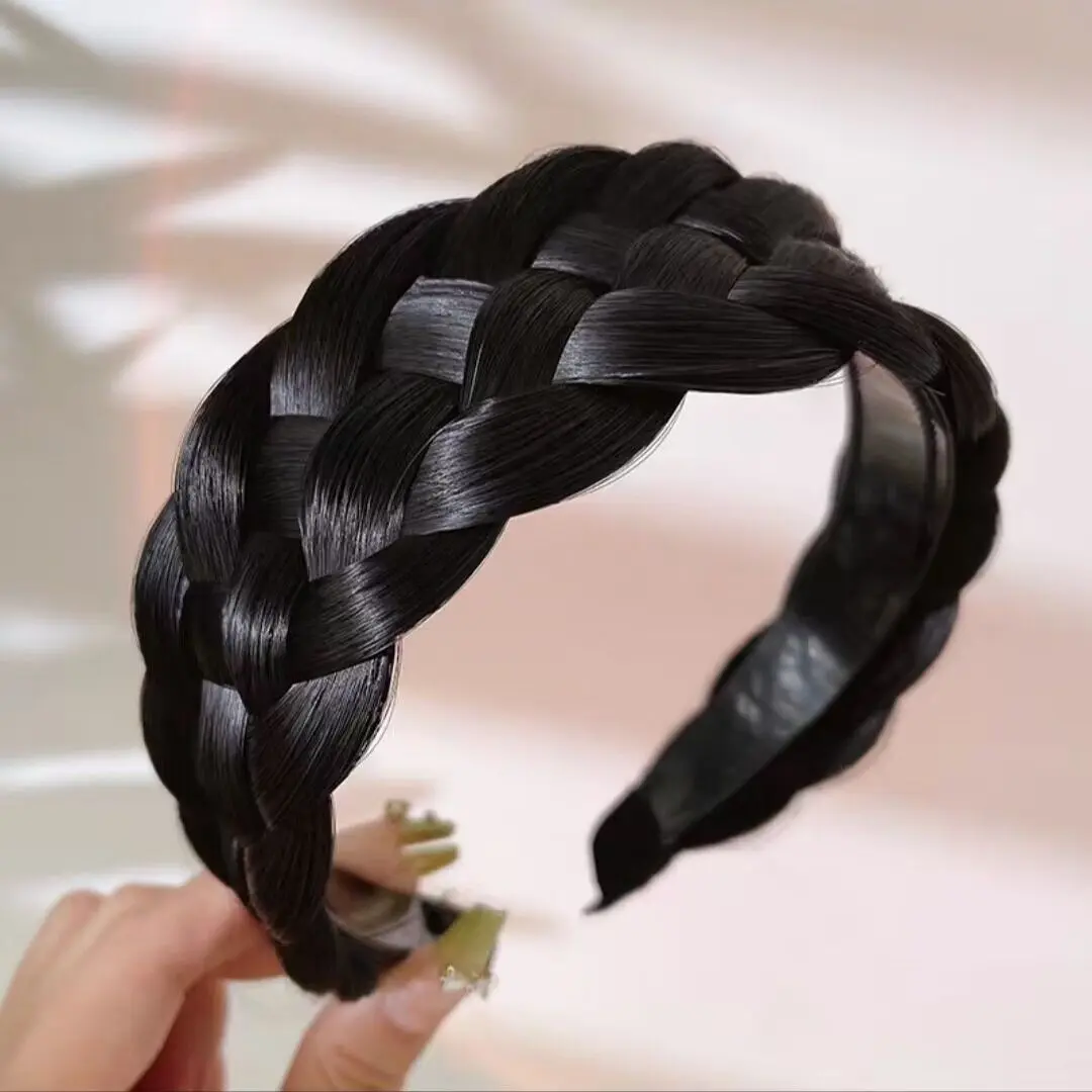Women's Handmade 6-Strand Braid Widened Thickened Basic Fashion Headband, Anti-Slip High Crown Pressure Headband for Casual Daily Wear