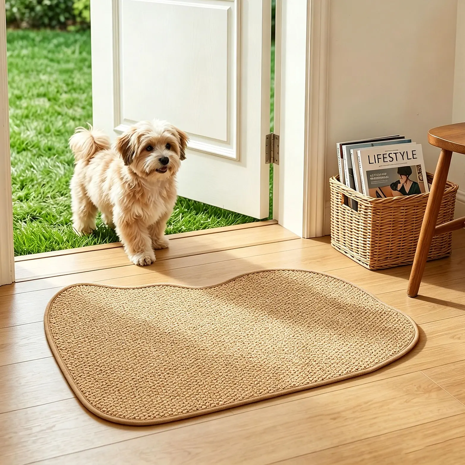 1pc Cute Lying Penguin Entry Door Mat, Brown Pineapple Grid Texture, Soft Absorbent Rug for Entryway Porch Mud Cleaner, Funny Animal Floor Mat Decor Gift