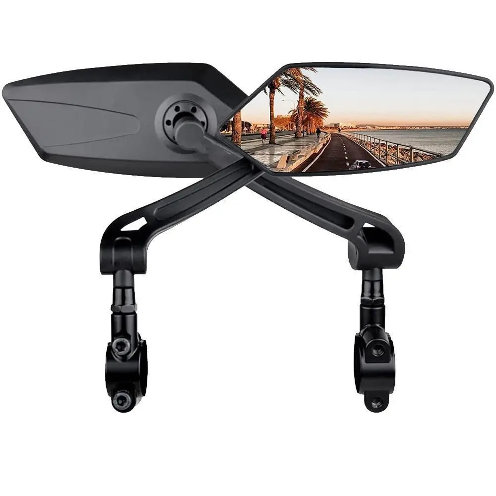 360° Fully Adjustable Handlebar Rear View Mirrors, 2 Pieces Scratch-Resistant Clear Glass Side Mirrors, Universal Fit for Bicycle, Electric Bike and Scooter