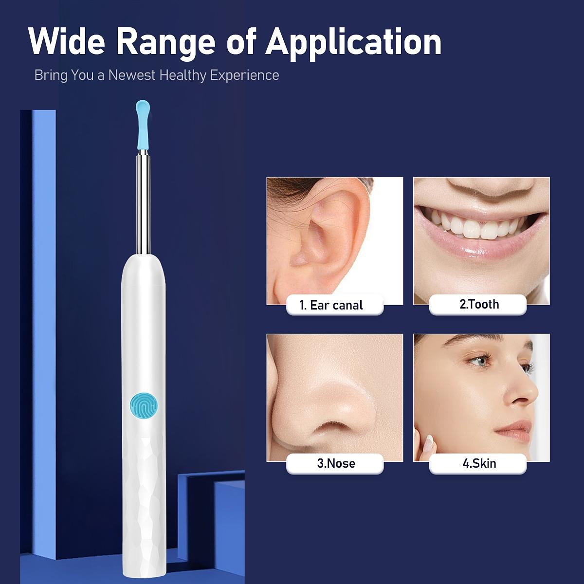 Smart Visual Ear Spoon Cleaner Tool with Built-In Light, Includes 8 Ear Tips, Compatible with Mobile Phones & Tablets
