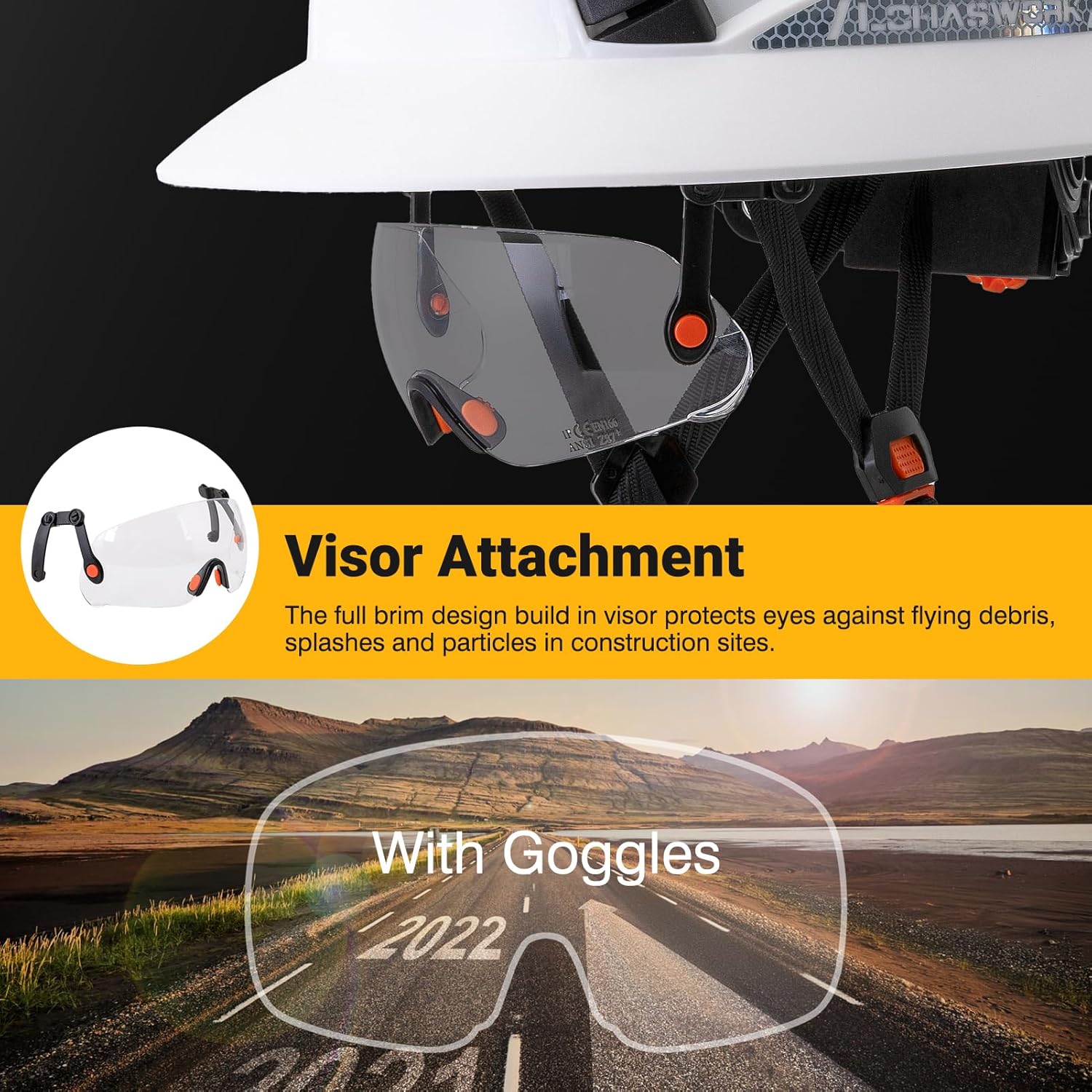 Full Brim Hard Hat Vented Hard Hat Cascos De Construccion Adjustable Cool Vent Work Hard Hat for Men Women with Reflective Stickers