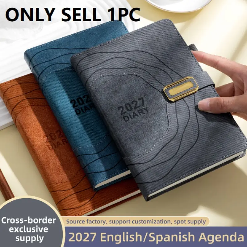 Professional Planner 2027, Thick Paper Design, Durable Hard Cover, Metal Clip Closure, Elegant Blue, Ideal for Office and Home