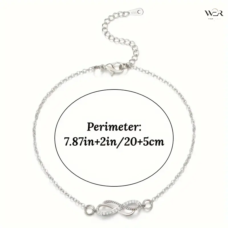 Women's New Vintage Infinity Symbol Anklet - Rhinestone-Inlaid Open-Loop Foot Chain, Stylish Beach & Daily-Wear Costume Body Jewelry Accessory Ideal for Summer Vacations & Outfit Matching
