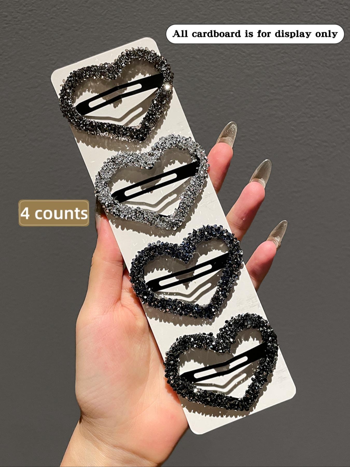 Rhinestone Heart Decor Hair Clips, Cute Glittering Hair Accessories for Women & Girls, Trendy All-match & Exquisite Hair Clips for Daily Use, Valentine's Day, Gift