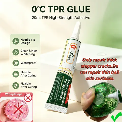 20ml TPR Special Glue, Syringe Design, Clear, Eco-friendly & Low Odor, Fast Curing Waterproof Soft Sealant, For Repairing Cracked 0°TPR Soft Rubber Toys & Stress Ball Plugs, Keep Out of Reach of Children