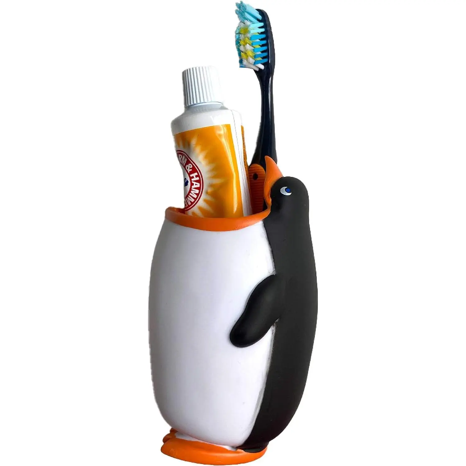 Kids Silicone Penguin Toothbrush Holder, Durable Animal Toothbrush Organizer for Bathroom Storage, Easy-Clean Toothbrush and Toothpaste Holder