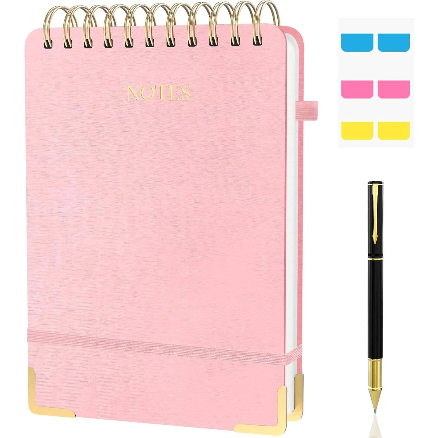 Aesthetic Top Spiral Notebook, A5 Linen Hardcover Top Bound Steno Pads, 240 Pages 100gsm Thick Lined Paper Left Handed Notebook Journal for Work, School, Church Writing - , 5.9" x 8.5"