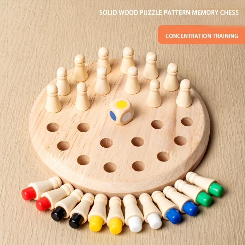 Wooden Memory Chess Game, 1 Set Portable Family Strategy Board Game, Tabletop Games, International Educational Chess Puzzle Game for Kids & Adults, Family Fun Game, Family Board Games, Outdoor Leisure Equipment