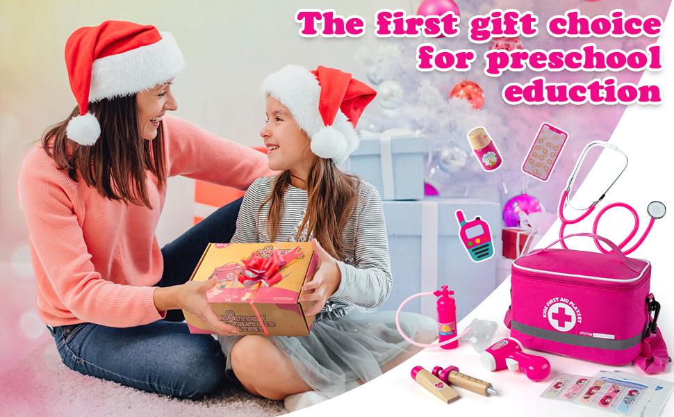 Doctor Kit for Girls, 34 Pcs Doctor Kit for Toddlers 3-5 with Storage Bag & Real Stethoscope, Pretend Play Set for Boys Girls Fun Role Playing Game