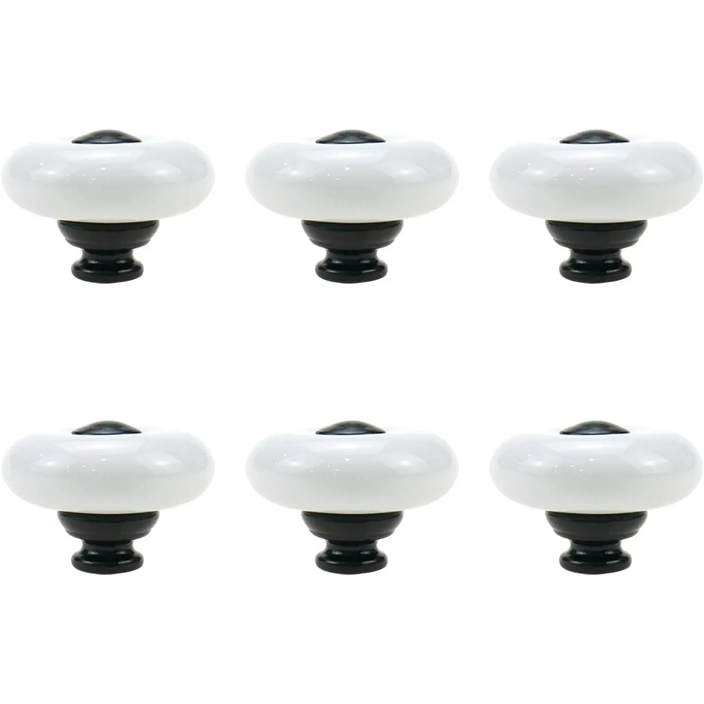 6 Pcs White Ceramic Knob for Kitchen Door Cabinets Cupboard