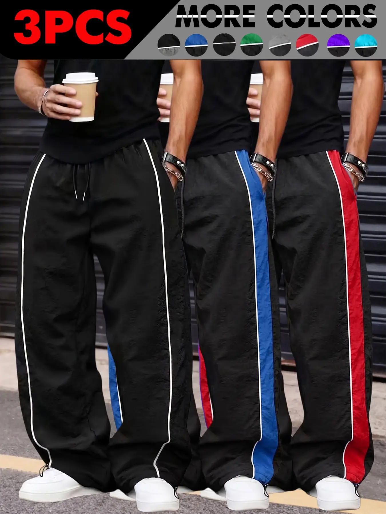 New Men's Casual Sport Pants, Loose Fit, Elastic Waistband, Lightweight Polyester Fabric, Perfect for Daily Wear, Simple and Versatile Design, Seasonal Appeal