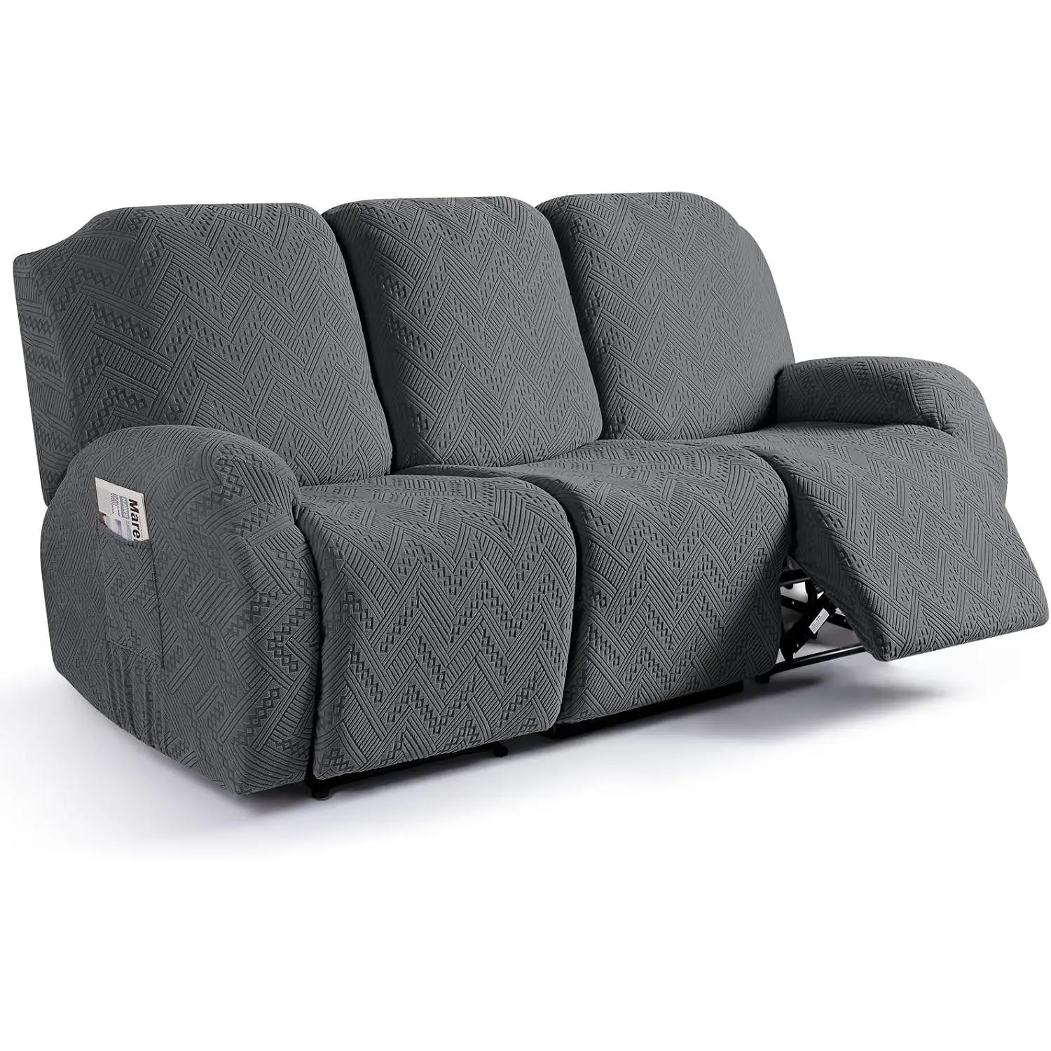 Recliner Sofa Covers Recliner Chair Covers Couch Covers for Reclining Couches with Pockets Washable Furniture Protector with Elastic Bottom (3 Seater, Dark Gray)