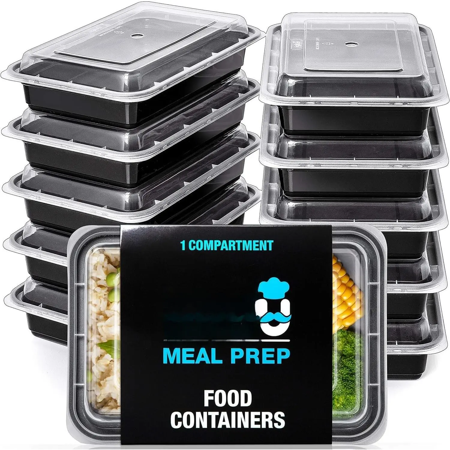 Rectangular Airtight Seal Stackable Storage Bins (10 Pack), 1-Compartment 28oz Kitchen Preserving Containers, Microwave, Freezer & Dishwasher Safe