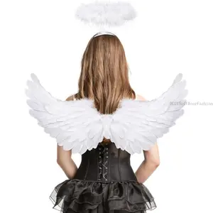 Angel Wings, Feather Angel Wings and Halo, Angel Wings Costume for Adult Kids Women Girls HalloweenDD21SoftWearFashion