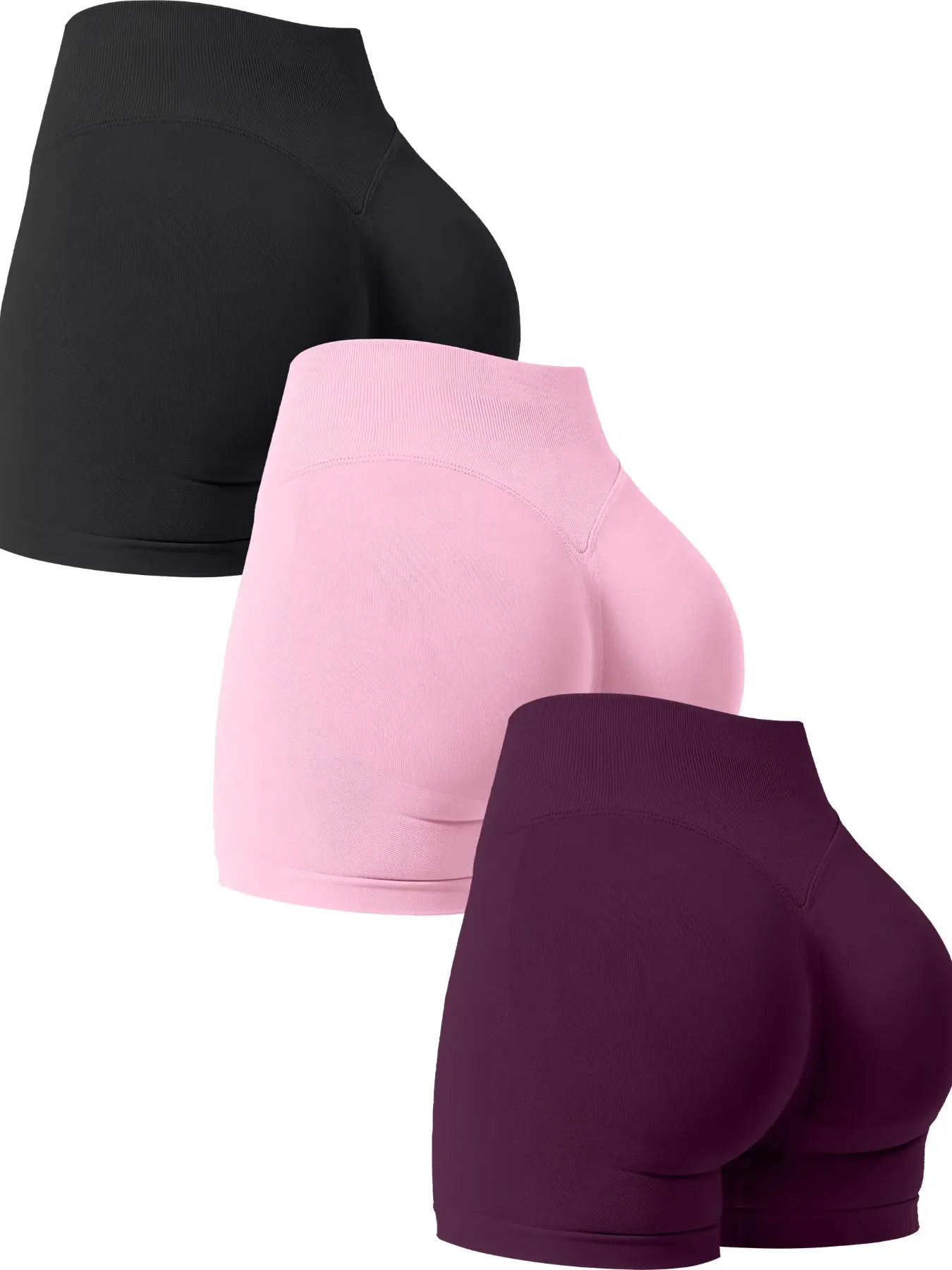 3-Piece Women's High-Waisted Butt Lifting Waist Cinching Seamless Yoga Cycling Stretch Tight Shorts, Athletic Compression Shorts, Fitness Yoga Shorts