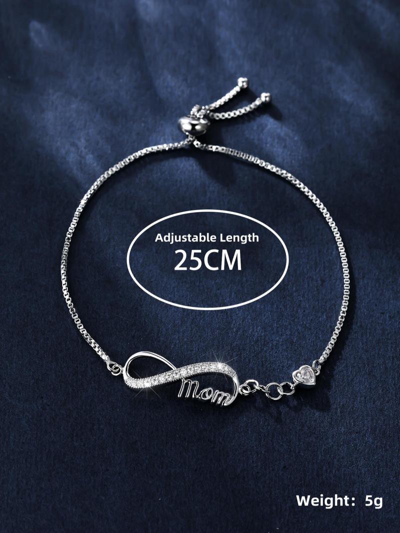 Letter Detail Mom Chain Bracelet, Fashion Jewelry Accessories for Women for Party, Daily Clothing Decor, Trendy All-match & Exquisite Jewelry for Birthday Gift, Letter Link Bracelet, Personalized Jewelry