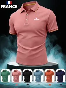 New Arrival FRANCE Print Men's Premium POLO Shirt, Fashionable Quick-Dry Breathable Fabric Golf POLO Shirt, Polo Shirt, Versatile for Business Sports, and Home, Ultra-High Quality and Easy to Care For