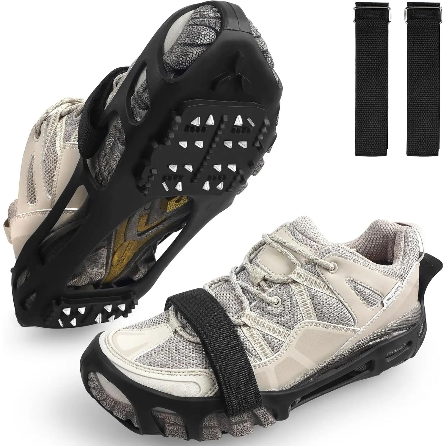 24 Studs Non-Slip Ice Cleats for Shoes Boots Stretch Rubber Snow Traction Crampons Ice Grippers for Men Women Kids Walking on Snow and Ice